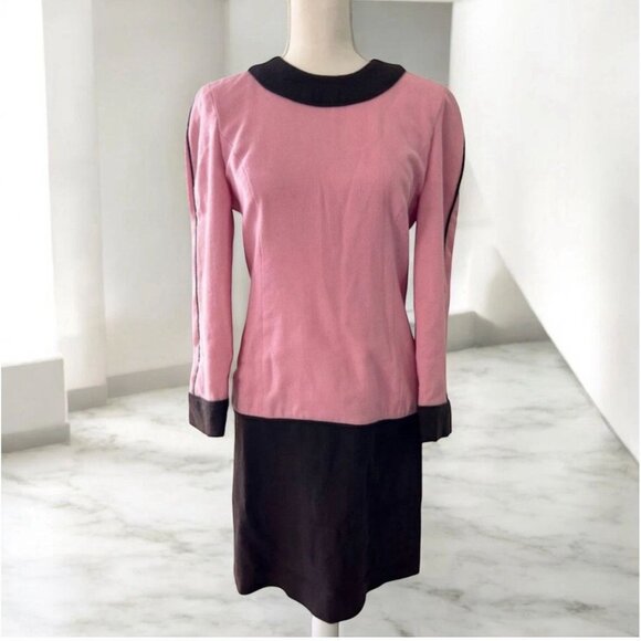 CAROLINA HERRERA Womens Vintage 100% Wool Colorblock Dress Size XS - Picture 1 of 5